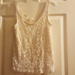 Love, Fire White floral crochet summer tank top